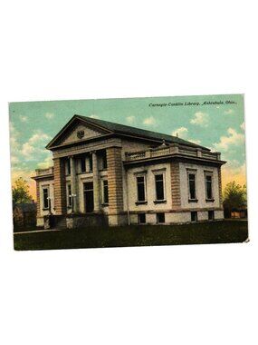 Carnegie Conklin Library Ashtabula Ohio Vintage Postcard Postmarked 1911 Tourist